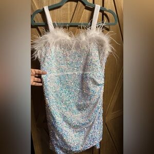 Frankie’s Francesca's Iridescent White Sequin Dress Girls Teen Size 16 NWT